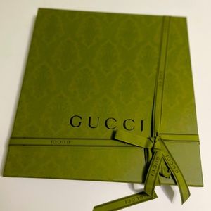 Gucci gift box. Dimensions: Approximately 12.25” x 13” x 1.25